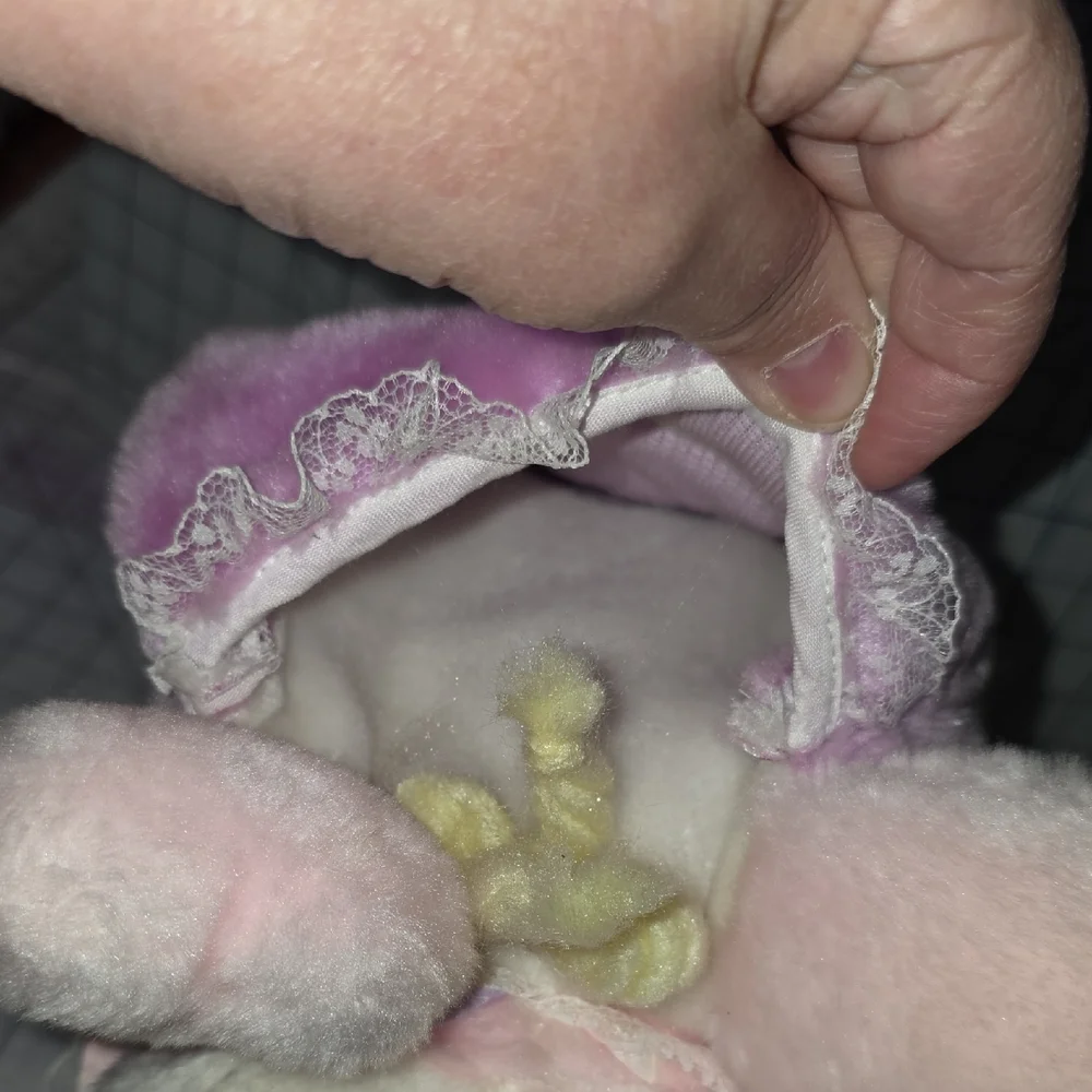 Pink and Purple Bunny Rabbit‎ Plush Stocking, Vintage 1985
